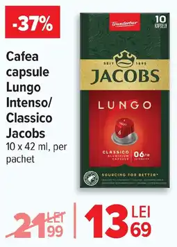 Carrefour Market Cafea capsule Lungo Intenso/ Classico Jacobs Ofertă