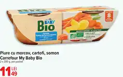 Carrefour Market Piure cu morcov, cartofi, somon Carrefour My Baby Bio Ofertă