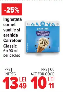 Carrefour Market Îngheţată cornet vanilie şi arahide Carrefour Classic Ofertă