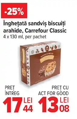 Carrefour Market îngheţată sandviş biscuiți arahide, Carrefour Classic Ofertă