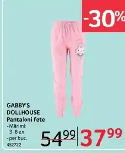 Selgros GABBY'S DOLLHOUSE Pantaloni fete Ofertă