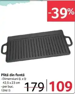 Selgros Plită din fontǎ Ofertă