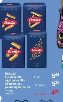 Selgros BARILLA Fusilli nr. 98/ rigatoni nr. 89/ risoni nr. 26/ penne rigate nr. 73 Ofertă