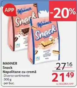 Selgros MANNER Snack Napolitane cu cremă Ofertă