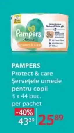 Selgros PAMPERS Protect & care Şerveţele umede pentru copii Ofertă
