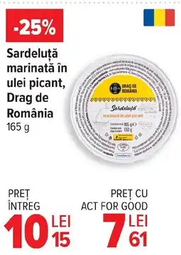 Carrefour Sardeluţă marinată în ulei picant, Drag de România Ofertă