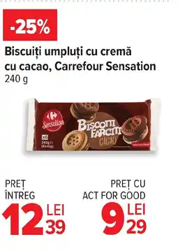 Carrefour Biscuiți umpluți cu cremă cu cacao, Carrefour Sensation Ofertă