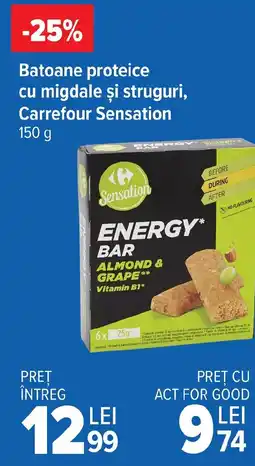 Carrefour Batoane proteice cu migdale şi struguri, Carrefour Sensation Ofertă