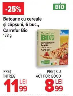 Carrefour Batoane cu cereale şi căpşuni, 6 buc., Carrefor Bio Ofertă