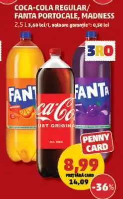 Penny COCA-COLA regular / FANTA portocale/madness Ofertă