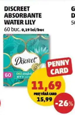 Penny DISCREET ABSORBANTE WATER LILY Ofertă