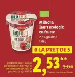 Lidl Milbona Iaurt ecologic cu fructe Ofertă