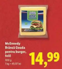 Lidl McEnnedy Brânză Gouda pentru burger, felii Ofertă