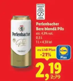 Lidl Perlenbacher Bere blondă Pils Ofertă