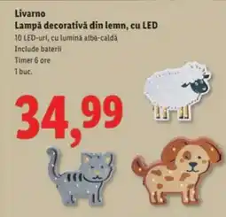 Lidl Lampă decorativă din lemn, cu LED Ofertă