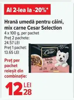 Carrefour Hrană umedă pentru câini, mix carne Cesar Selection Ofertă