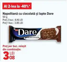 Carrefour Napolitană cu ciocolată și lapte Dare Ofertă
