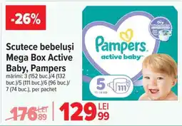 Carrefour Scutece bebeluși Mega Box Active Baby, Pampers Ofertă