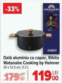 Carrefour Oală aluminiu cu capac, Rikito Watanabe Cooking by Heinner Ofertă