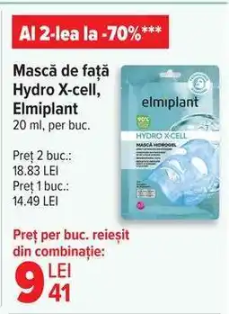 Carrefour Mască de față Hydro X-cell, Elmiplant Ofertă