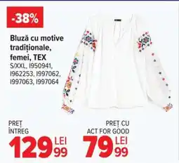 Carrefour Bluză cu motive tradiționale, femei, TEX Ofertă