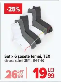 Carrefour Set x 6 sosete femei, TEX Ofertă