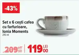 Carrefour Set x 6 cești cafea cu farfurioare, Ionia Moments Ofertă