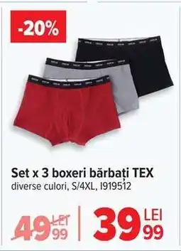 Carrefour Set x 3 boxeri bărbați, TEX Ofertă