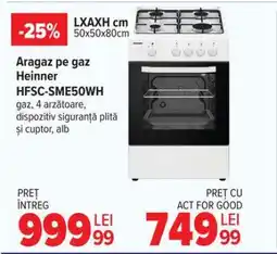 Carrefour Aragaz pe gaz Heinner HFSC-SME50WH Ofertă