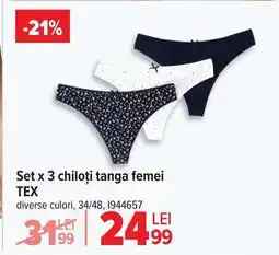 Carrefour Set x 3 chiloți tanga, femei, TEX Ofertă