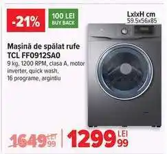 Carrefour Mașină de spălat rufe TCL FF0912SA0 Ofertă
