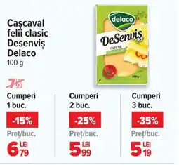 Carrefour Market Cascaval felii clasic Desenviş Delaco Ofertă
