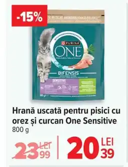 Carrefour Market Hrană uscată pentru pisici cu orez şi curcan One Sensitive Ofertă
