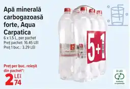 Carrefour Market Apă minerală carbogazoasă forte, Aqua Carpatica Ofertă