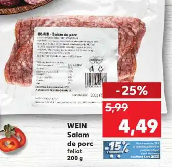 Kaufland WEIN Salam de porc feliat Ofertă