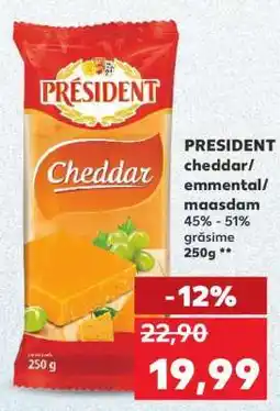 Kaufland PRESIDENT Cheddar/ Emmental/Maasdam Ofertă