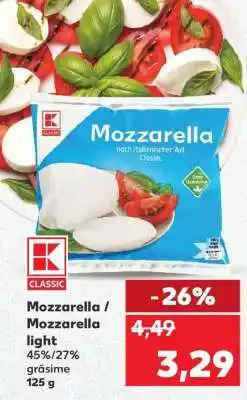 Kaufland Mozzarella/ Mozzarella light Ofertă