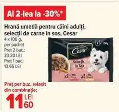 Carrefour Hrană umedă pentru câini adulți, selecții de carne în sos, Cesar Ofertă