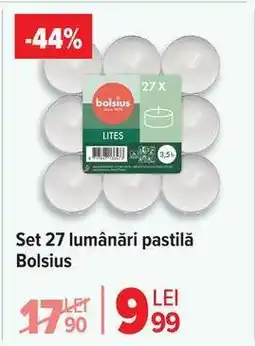 Carrefour Set 27 lumânări pastilă Bolsius Ofertă