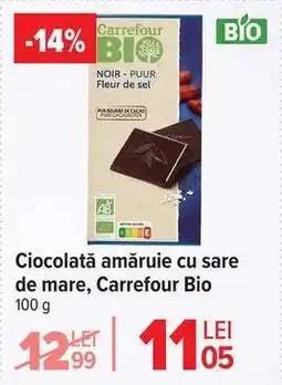 Carrefour Ciocolată amăruie cu sare de mare, Carrefour Bio Ofertă
