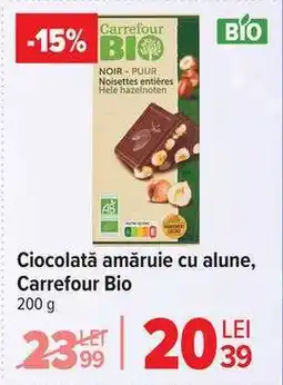 Carrefour Ciocolată amăruie cu alune, Carrefour Bio Ofertă