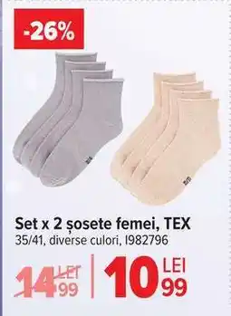 Carrefour Set x 2 șosete femei TEX Ofertă