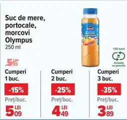 Carrefour Suc de mere, portocale, morcovi Olympus 250 ml Ofertă