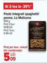 Carrefour Paste integrali spaghetti/penne, La Molisana Ofertă