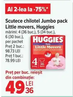 Carrefour Scutece chilot Jumbo pack Little movers, Huggies Ofertă