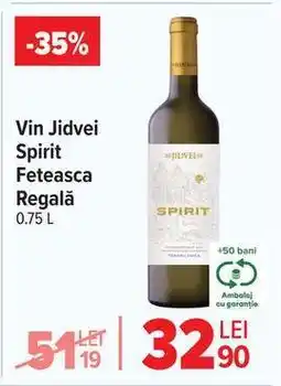 Carrefour Vin Jidvei Spirit Feteasca Regală 0.75 L Ofertă