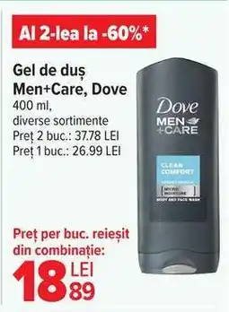 Carrefour Gel de duș Men+Care, Dove Ofertă