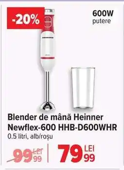 Carrefour Blender de mână Heinner Newflex-600 HHB-D600WHR Ofertă