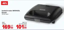 Carrefour Sandwich maker SM701GCB, Gorenje Ofertă