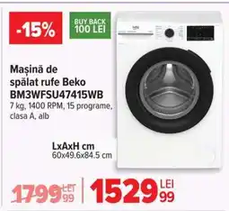 Carrefour Mașină de spălat rufe Beko BM3WFSU47415WB Ofertă
